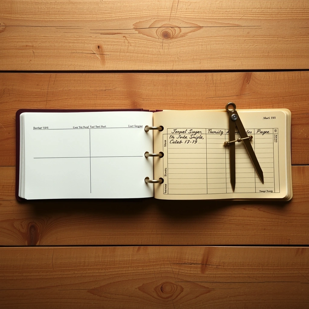 Escritorio minimalista con libro de registro